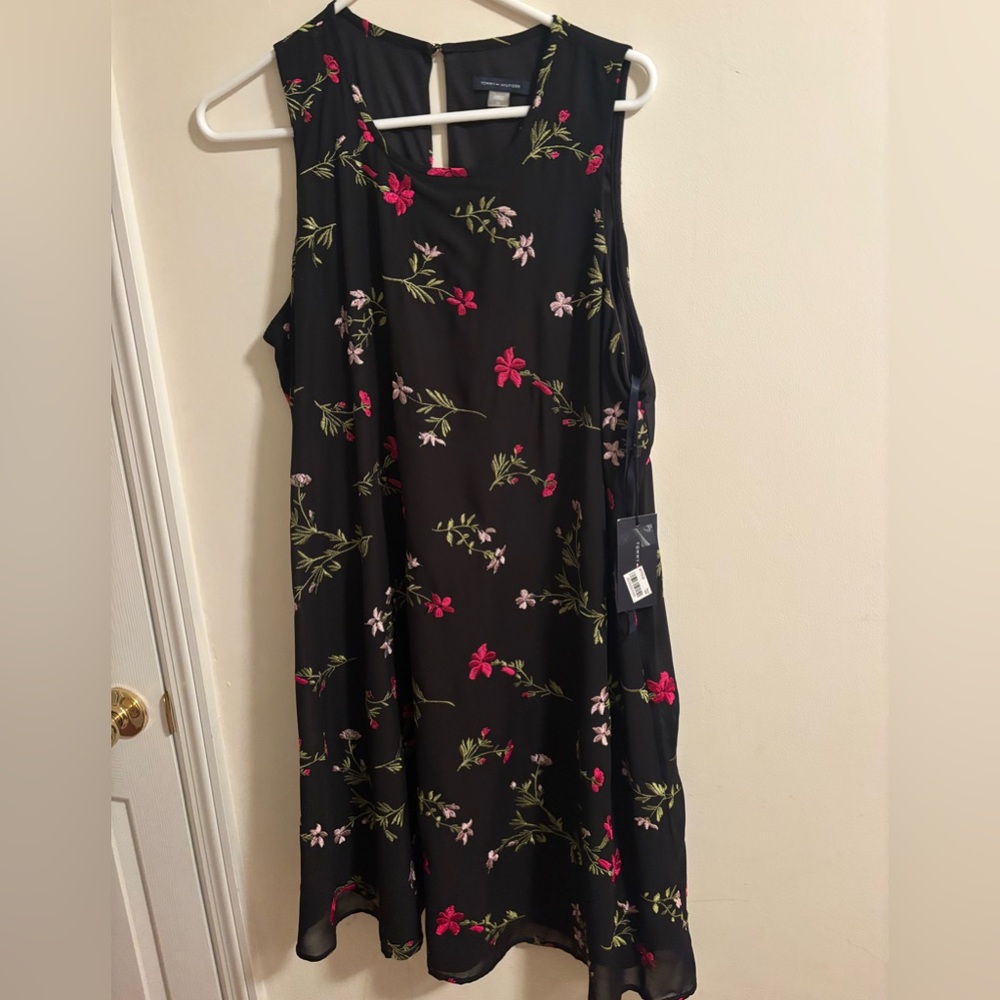 Tommy Hilfiger Black Dress with Pink Floral Pattern